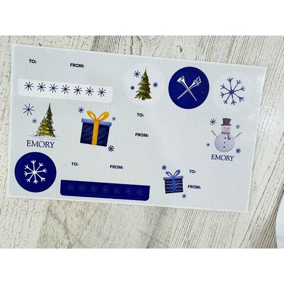 Emory University Wrapping Paper Sheet Gift Tag Stickers - Picture 2 of 6